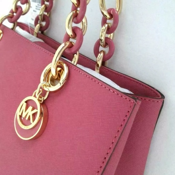 Michael Kors Medium Cynthia Tulip Leather Satchel - Picture 2 of 3